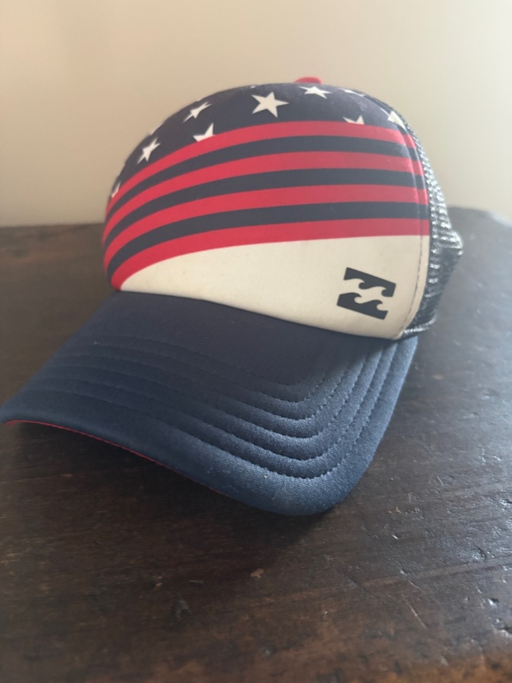 Billabong Navy Red White Flag Trucker Hat